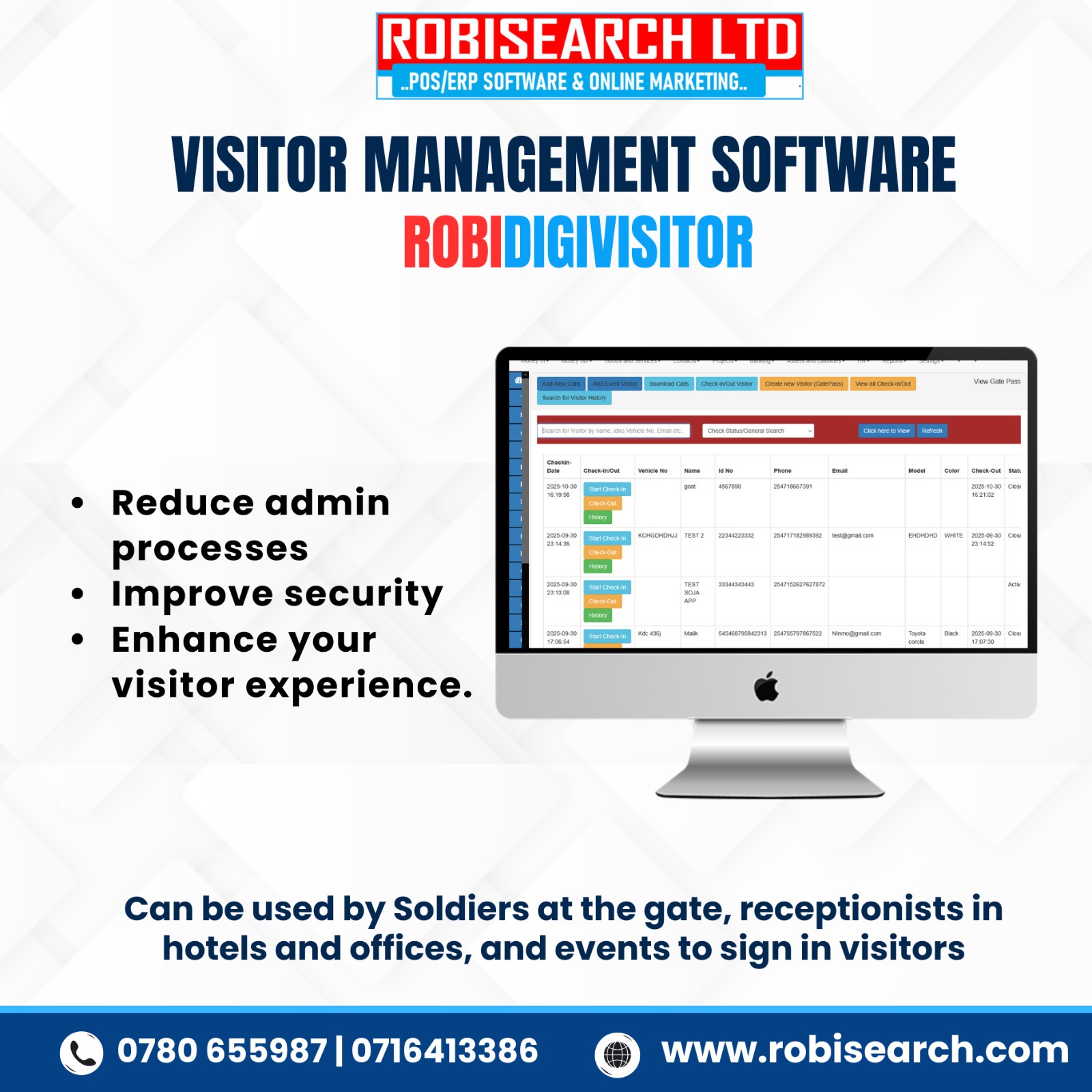 RobiDigiVisitor visitor management system and soja app