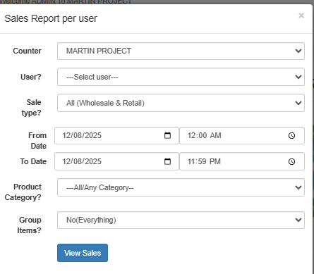 RobiPOS dashboard to monitor sales and stock in Kenya